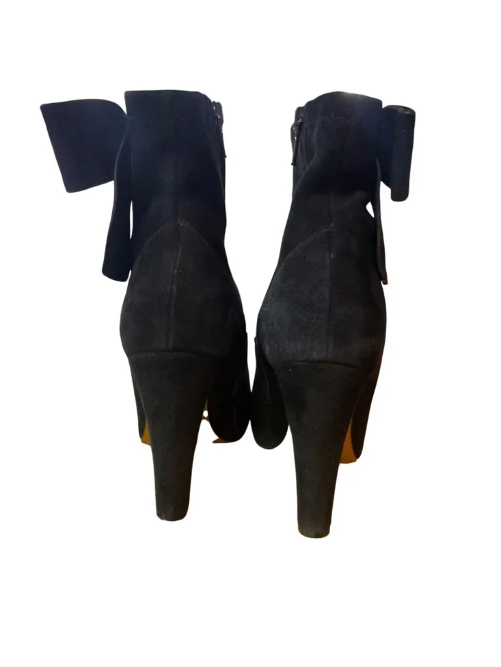 Coach Aubrie Suede Bow Side Zip Heeled Boots Black Sz 6.5